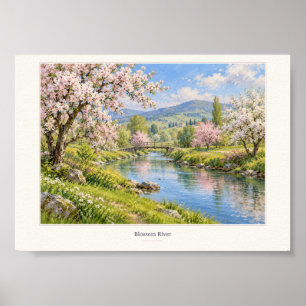 Affiche Paysage printanier de la rivière Blossom