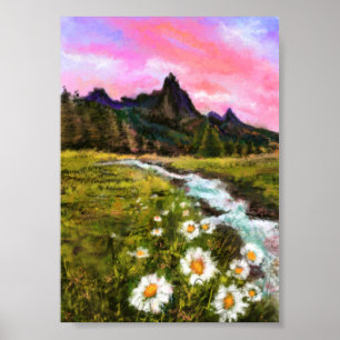 Affiche Paysage printanier - Floraison - Peinture original