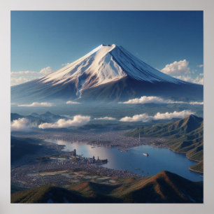 Affiche Paysage réaliste du mont Fuji Voyage au Japon