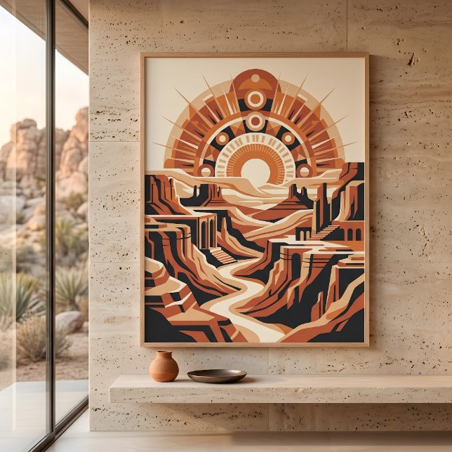 Affiche Paysage Rétro Soleil Couchant Canyon Désertique en (Créateur téléchargé)