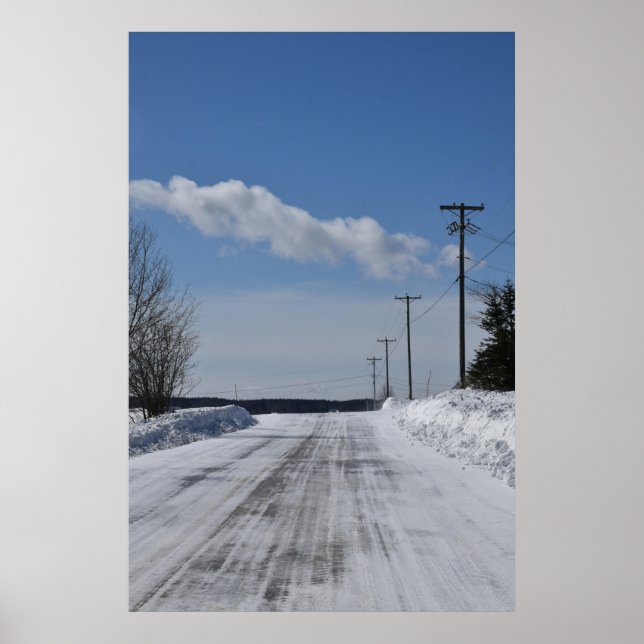 Affiche Paysage routier d'hiver QC, Canada (Devant)