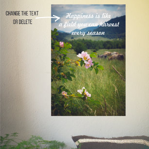 Affiche Paysage rural paisible avec roses sauvages