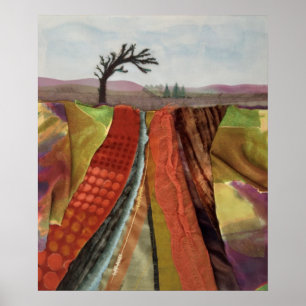 Affiche Paysage rustique Art textile