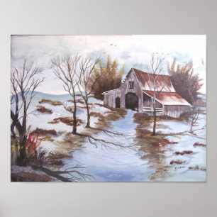 Affiche Paysage rustique de grange