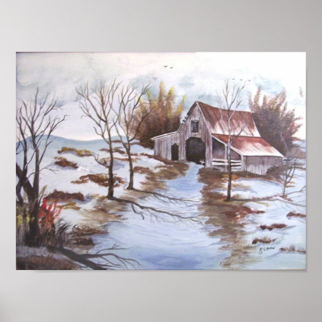 Affiche Paysage rustique de la grange (Devant)