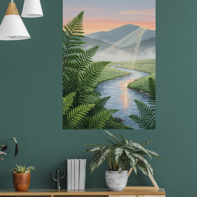Affiche Paysage serein de la vallée de la rivière - Affich (Salon 1)