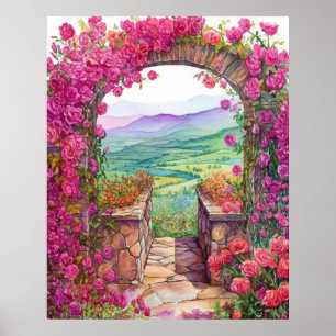 Affiche Paysage serein en Escalade Rose Archway