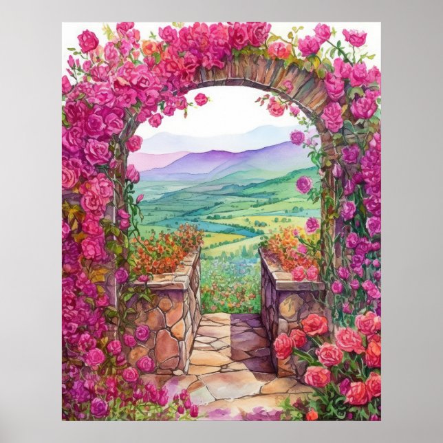 Affiche Paysage serein en Escalade Rose Archway (Devant)