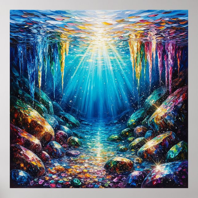 Affiche Paysage sous-marin vibrant aux couleurs chatoyante (Devant)