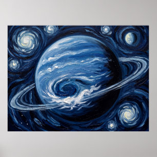 Affiche Paysage spatial de nuit étoilée de Neptune