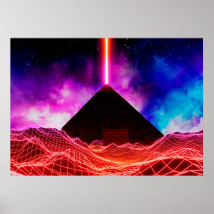 Affiche Paysage spatial néon : Pyramide
