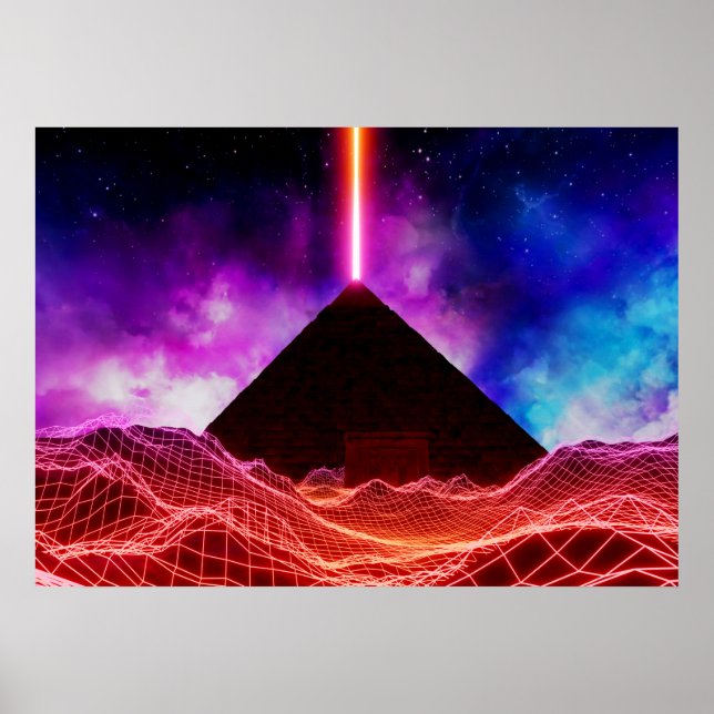 Affiche Paysage spatial néon : Pyramide (Devant)