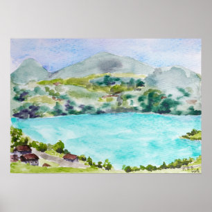 Affiche Paysage suisse aquarelle