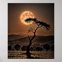 Paysage surréaliste aux tons ambrés avec Pleine lu