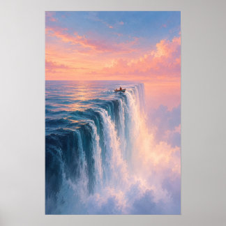 Affiche Paysage surréaliste de cascade océanique