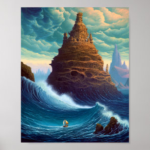 Affiche Paysage surréaliste Ville Imaginaire Art