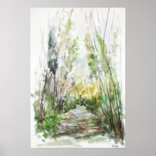 AFFICHE PAYSAGE TOSCANE DANS LE BROUILLON