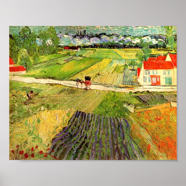 Affiche Paysage, transport et train Van Gogh Art (Devant)