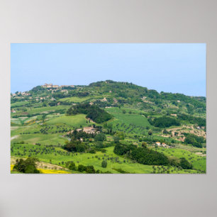 Affiche Paysage typique de la Toscane avec des collines -