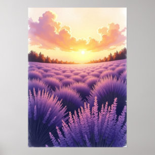 Affiche Paysage ultra-détaillé de la lavande de soleil
