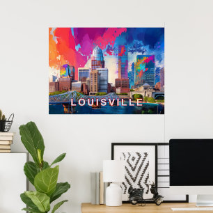 Affiche Paysage urbain abstrait coloré de Louisville