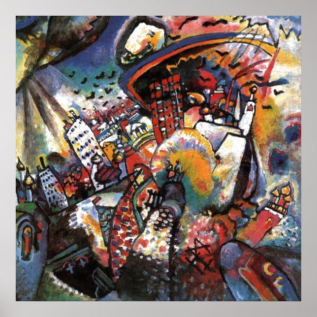 Affiche Paysage urbain abstrait de Moscou I de Kandinsky (Devant)