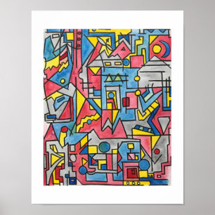 Affiche Paysage urbain - Art géométrique Bauhaus moderne a