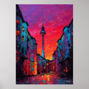 Affiche Paysage urbain berlinois expressionniste coloré
