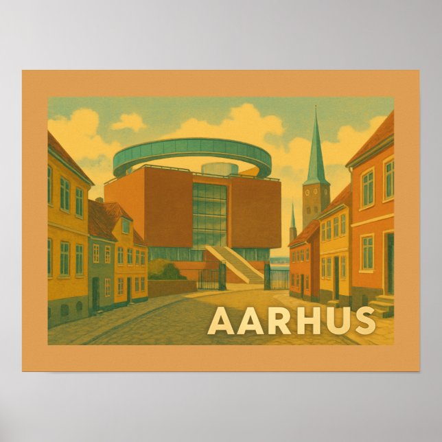Affiche Paysage urbain d'Aarhus Danemark (Devant)