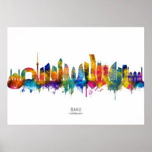 Affiche Paysage urbain de Bakou Azerbaïdjan