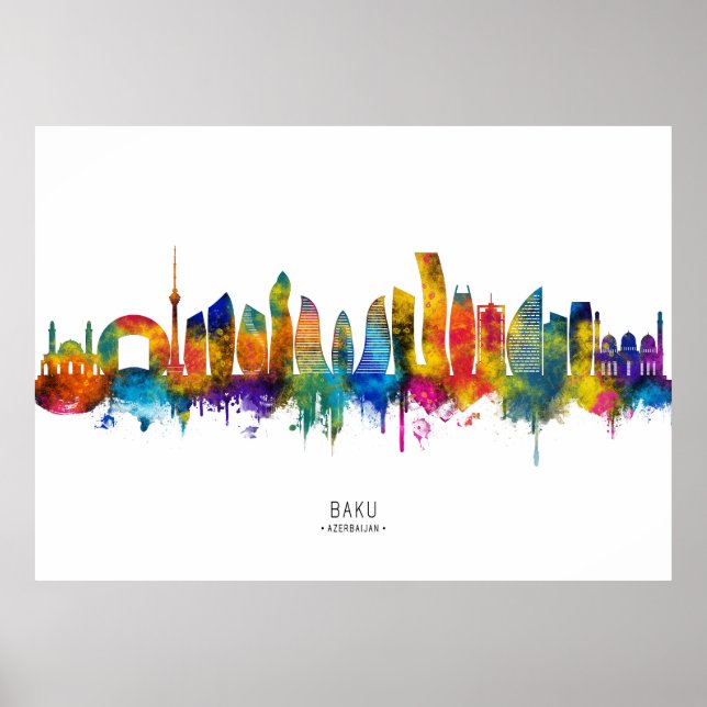 Affiche Paysage urbain de Bakou Azerbaïdjan (Devant)