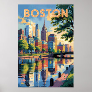 Affiche Paysage urbain de Boston Massachusetts Art de voya