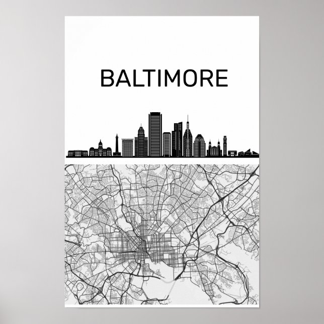 Affiche Paysage urbain de la ville de Baltimore dans le Ma (Devant)
