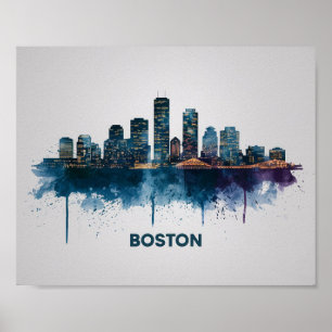 Affiche Paysage urbain de la ville de Boston, paysage urba