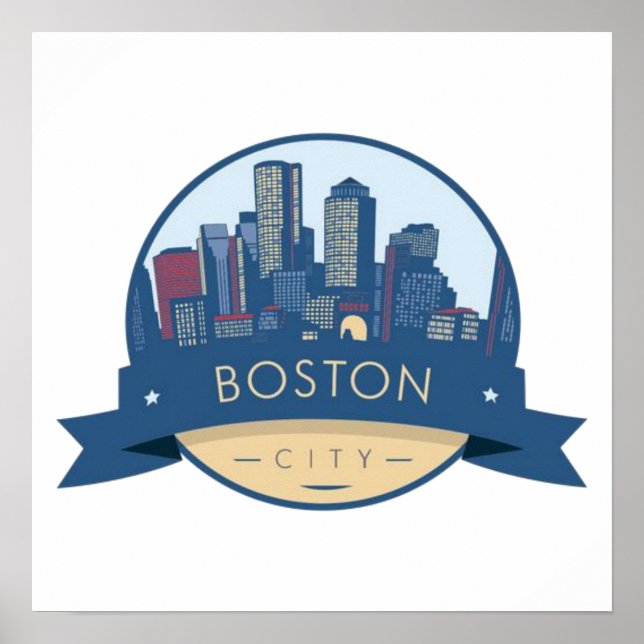 Affiche Paysage urbain de la ville de Boston, skyline de B (Devant)