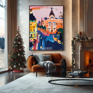 Affiche Paysage urbain de Madrid avec des rues emblématiqu