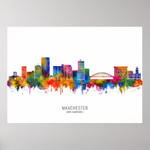 Affiche Paysage urbain de Manchester New Hampshire