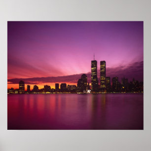 Affiche Paysage urbain de Manhattan et fleuve Hudson, New