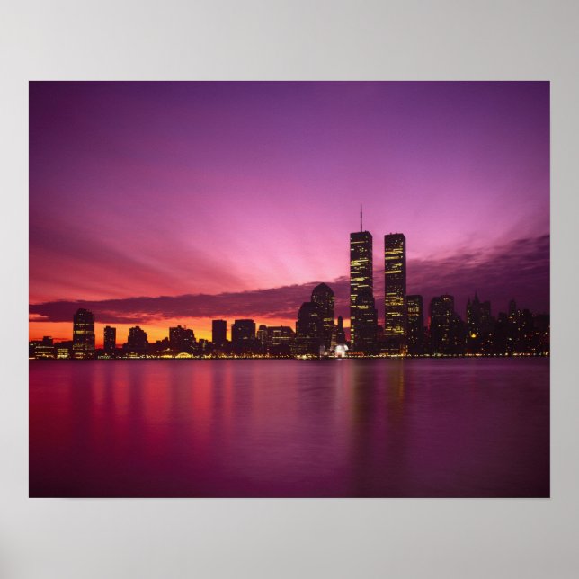 Affiche Paysage urbain de Manhattan et fleuve Hudson, New  (Devant)