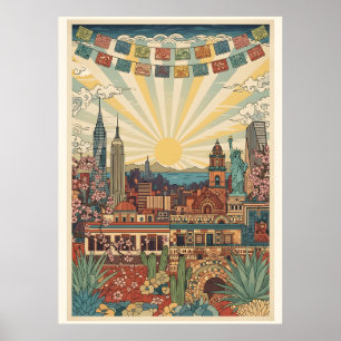 Affiche Paysage urbain de Mexico City, cadeau américain vi