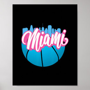 Affiche Paysage urbain de Miami Floride vintage Rétro Miam