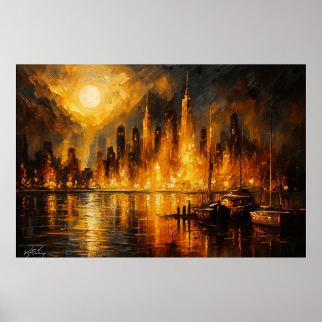 Affiche Paysage urbain de Moonfire Skyline - Cité enflammé (Devant)