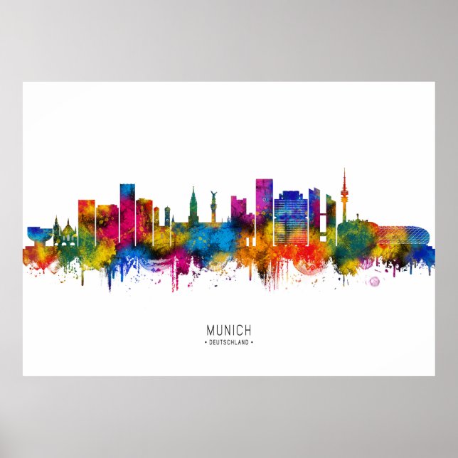 Affiche Paysage urbain de Munich Allemagne (Devant)