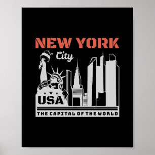 Affiche Paysage urbain de New York City USA Graphique de v