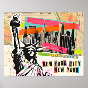 Affiche Paysage urbain de New York Magazine de voyage Coll