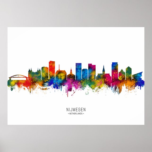 Affiche Paysage urbain de Nimègue, Pays-Bas (Devant)