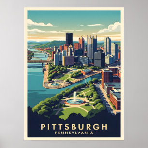 Affiche Paysage urbain de Pittsburgh, Pennsylvanie