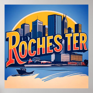 Affiche Paysage urbain de Rochester, État de New York, Éta