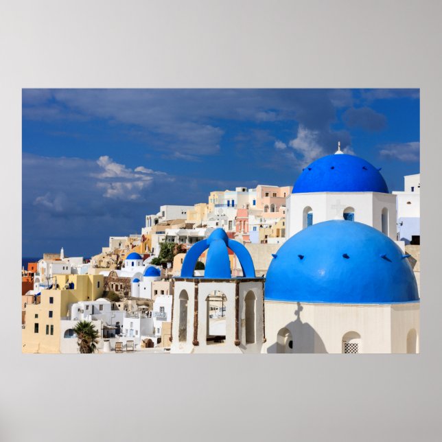 Affiche Paysage urbain de Santorin, Grèce (Devant)