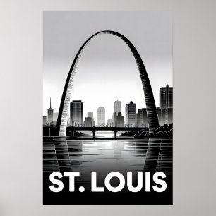 Affiche Paysage urbain de St Louis Missouri en noir et bla